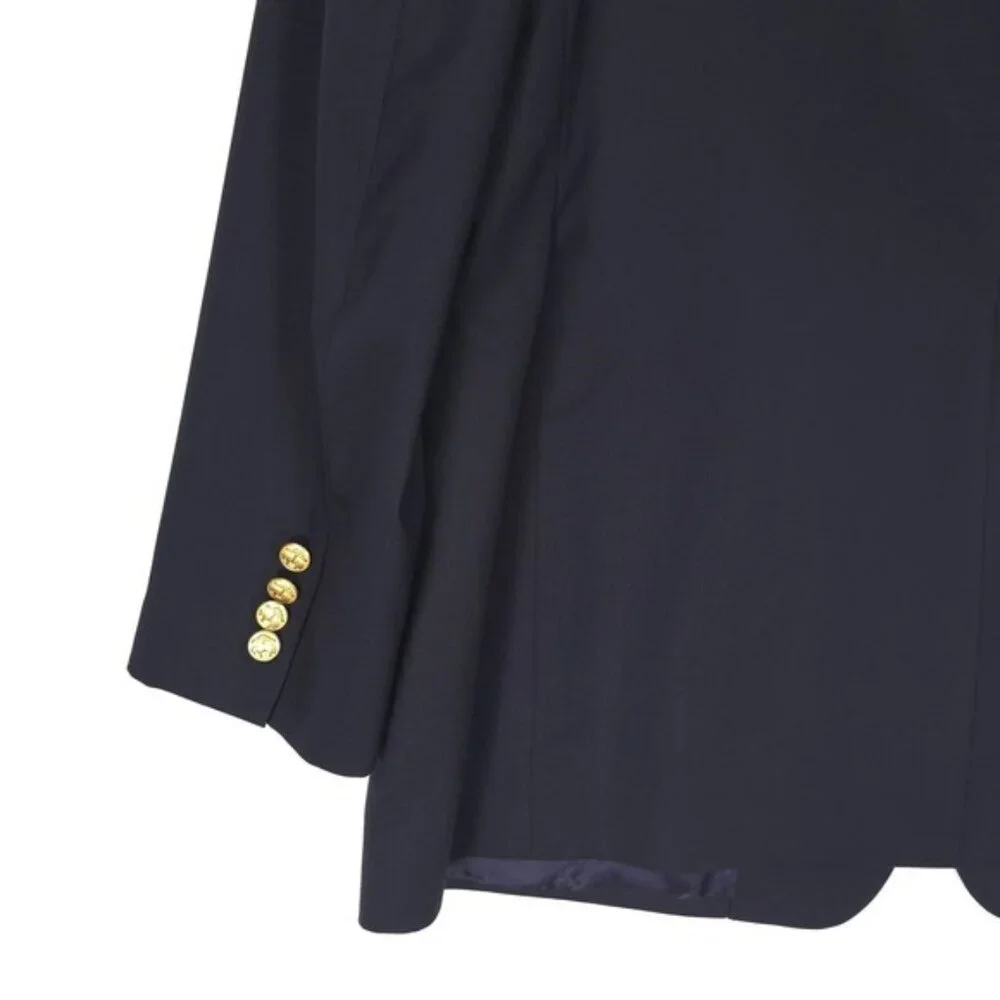BROOKS‎ BROTHERS Men's Blazer 48L Regent 100% WOOL Black ITALY MADE Gold Button